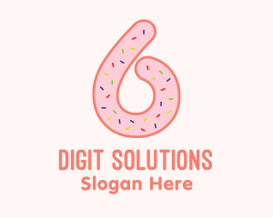 Number - Sprinkles Donut Number Six logo design
