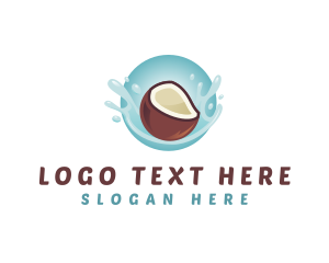 Coconut Shell - Coconut Fresh Splash logo design