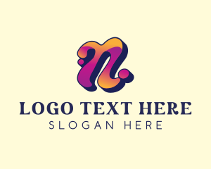 Twitter - Colorful Letter N logo design