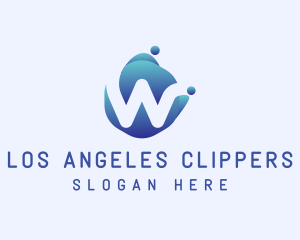 Blue Liquid Letter W Logo