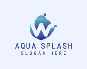 Wet - Blue Liquid Letter W logo design