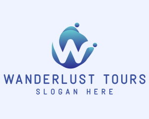 Blue Liquid Letter W logo design