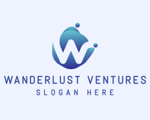 Blue Liquid Letter W logo design