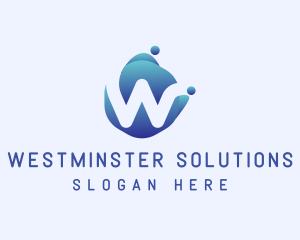 Blue Liquid Letter W logo design