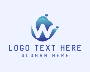 Wet - Blue Liquid Letter W logo design