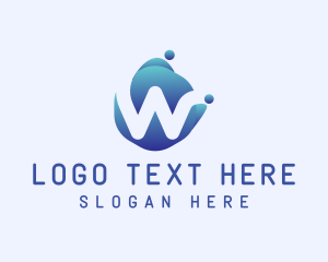 Blue Liquid Letter W Logo