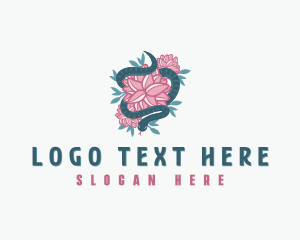 Slithering - Snake Flower Floral logo design