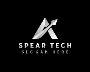 Spear - Arrow Spear Letter A logo design