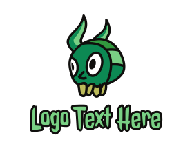 Skull - Green Zombie Outline logo design