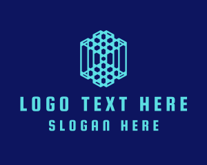 Geometric - Cyber Technology Cube logo design