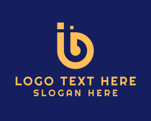 Headset - Orange Headset Letter B logo design