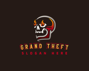 Villain - Skull Flame Evil logo design