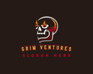 Skull Flame Evil logo design