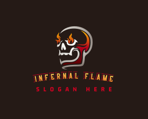 Skull Flame Evil logo design