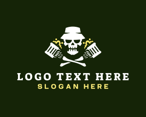 Horror - Beer Skull Skeleton logo design