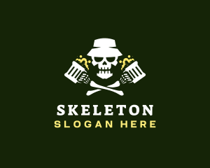 Beer Skull Skeleton logo design
