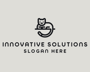 Black - Cute Minimalist Cat logo design