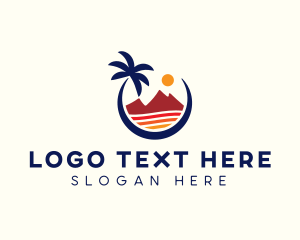 Palm Tree - Beach Island Resort logo design