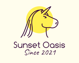 Minimalist Sunset Unicorn logo design