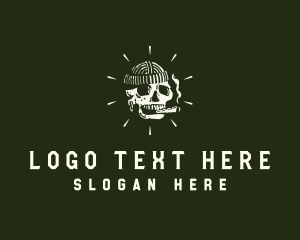Marijuana - Skull Cigarette Smoking logo design