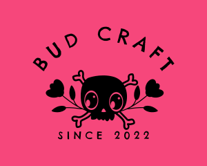 Bud - Cute Flower Skull logo design