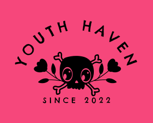Teenager - Cute Flower Skull logo design