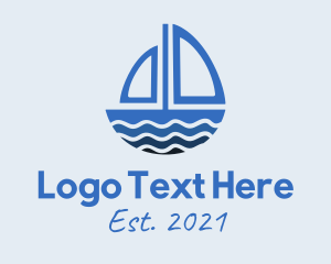 Sea - Blue Sea Sailboat logo design