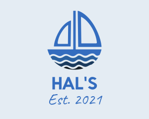 Water Sports - Blue Sea Sailboat logo design
