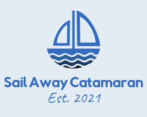 Catamaran - Blue Sea Sailboat logo design