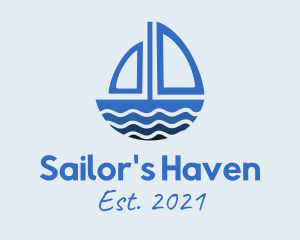 Blue Sea Sailboat logo design