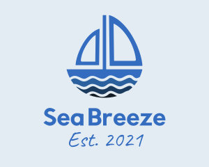 Sailboat - Blue Sea Sailboat logo design