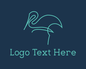 Heron - Blue Line Stalk logo design
