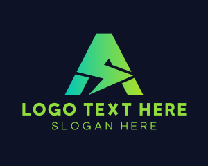 Voltage - Lightning Bolt Letter A logo design