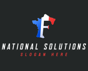 National - France Map Letter F logo design