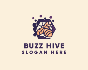 Hive - Honeybee Hexagon Hive logo design