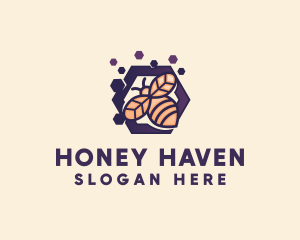 Honeybee Hexagon Hive logo design