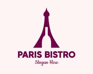 Paris Wine Bottle  logo design