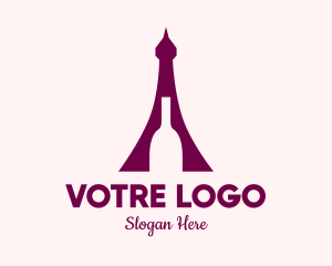 Red Wine - Paris Wine Bottle logo design