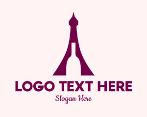 Eiffel Tower - Paris Wine Bottle logo design