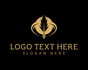 Feather - Quill Feather Writer logo design