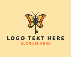 Symmetrical - Insect Butterfly Key logo design