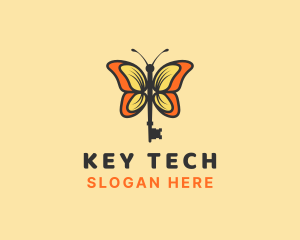 Insect Butterfly Key logo design