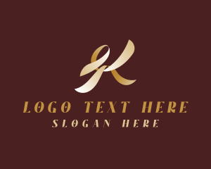 Signature - Gold Elegant Ribbon logo design