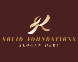 Handwriting - Gold Elegant Ribbon logo design