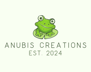 Green Frog Cartoon logo design