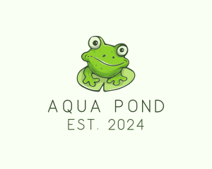 Pond - Green Frog Cartoon logo design