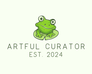 Green Frog Cartoon logo design