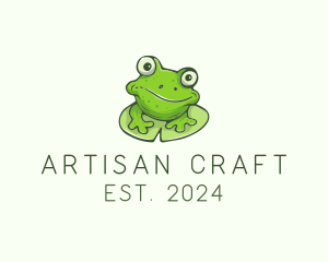 Green Frog Cartoon logo design