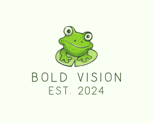 Green Frog Cartoon logo design