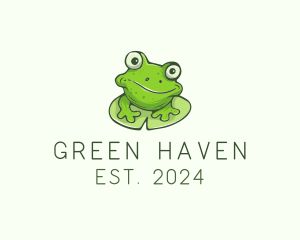 Green Frog Cartoon logo design